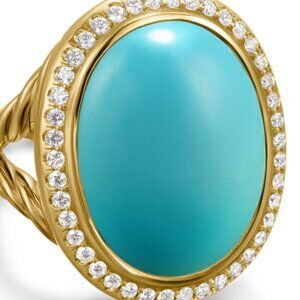 David YurmAlbion® Oval Ring in 18K Yellow Gold with Turquoise and Diamonds